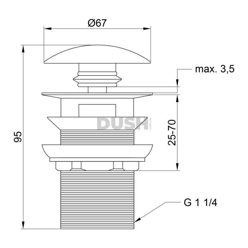? Донный клапан для раковины Lidz (CRM) 47 00 003 00 с переливом ? ...
