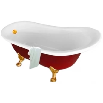 Красная акриловая ванна Atlantis C-3015 ножки золото (с переливом) 170х78х78