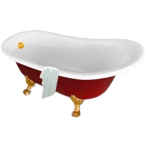 Красная акриловая ванна Atlantis C-3015 ножки золото (с переливом) 170х78х78