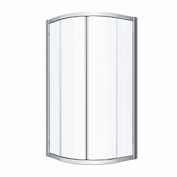 GEO душова кабіна 90см, напівкругла, двері розсувні, прозоре скло, сріблястий блиск, з покриттям Reflex