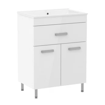 VELUM комплект мебели 60см, белый: тумба напольная, 1 ящик, 2 дверцы + умывальник накладной арт RZJ610