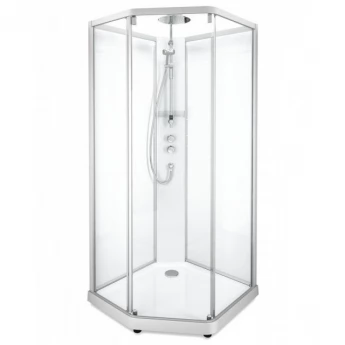 SHOWERAMA 10-5 Comfort душова кабіна п'ятикутна 100*100см, профіль сріблястий, прозоре скло матове скло