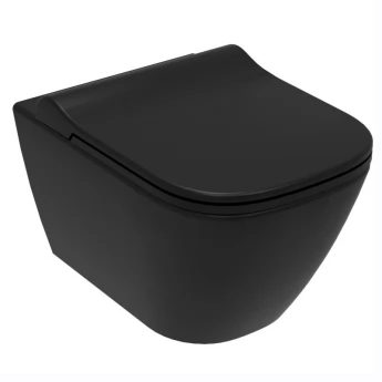 SOLO Rimless унітаз підвісний, сидіння жорстке Slim slow-closing 51*35,5*33 см, колір чорний мат
