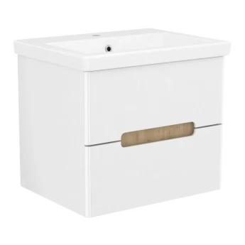 SOLO комплект мебели 60см blanco: тумба подвесная, 2 ящика + умывальник накладной арт 13-16-016