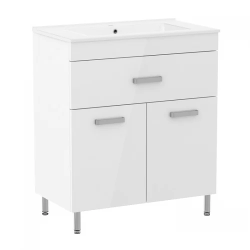 VELUM комплект мебели 70см, белый: тумба напольная, 1 ящик, 2 дверцы + умывальник накладной арт RZJ710