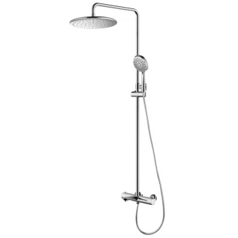 CENTRUM система душова (змішувач-термостат для ванни, верхній та ручний душ, шланг полімер з метал. ефектом)