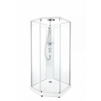 SHOWERAMA 10-5 Comfort душова кабіна 100*100см, п'ятикутна, профіль білий, прозоре скло