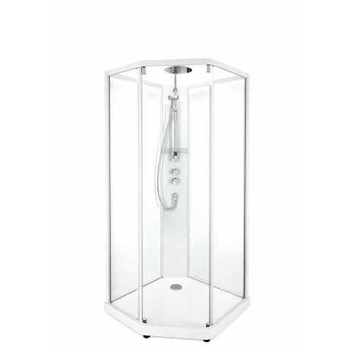 SHOWERAMA 10-5 Comfort душова кабіна 100*100см, п'ятикутна, профіль білий, прозоре скло