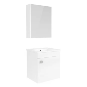 ATLANT комплект мебели 50см белый: тумба подвесная, 1 дверца + зеркальный шкаф 50*60см + умывальник мебельный артикул RZJ510