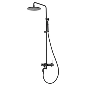 SMART CLICK система душова (змішувач для ванни, верхній душ 255 мм коло латунь, ручний душ стік латунь 2 режими, шланг 180 см), чорний