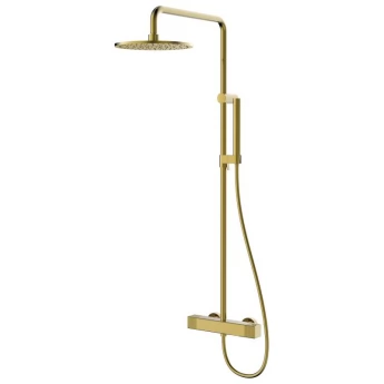 DEIRA система душова (термостат для душу, верхній душ Ø250 мм латунь, ручний душ латунь 1 режим, шланг 150см SS), шампань