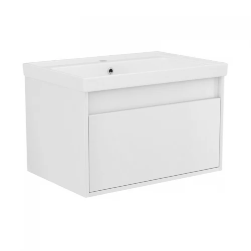 LABE комплект мебели 65см, белый: подвесная тумба, 1 ящик + умывальник накладной арт i110301