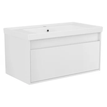 LABE комплект меблів 80см, білий: підвісна тумба, 1 ящик + умивальник накладний арт i110302