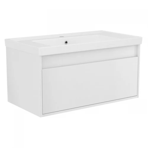 LABE комплект меблів 80см, білий: підвісна тумба, 1 ящик + умивальник накладний арт i110302