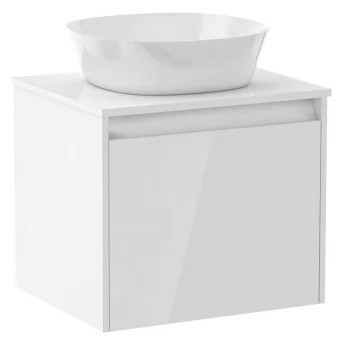 BILOVEC комплект мебели 60см, белый: подвесная тумба, со столешницей, 1 ящик + умывальник накладной арт i11057