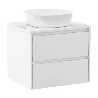 NETKA комплект мебели 80см, белый: тумба подвесная, со столешницей, 2 ящика + умывальник накладной