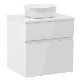 BLATNA L комплект мебели 60см, белый: тумба подвесная, со столешницей, 2 ящика + умывальник накладной