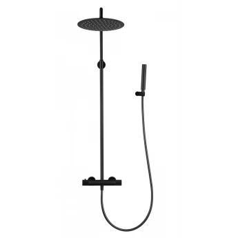 SISTEMA R система душова (термостат для душу, верхній душ 300 мм SS коло, ручний душ стік 2 режими латунь, шланг 150 см), de la noche