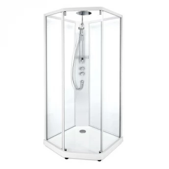 SHOWERAMA 10-5 Comfort душова кабіна п'ятикутна 100х100 см, профіль білий матове скло