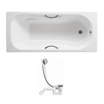 ROCA MALIBU ванна 170*75см с ручками + сифон Simplex для ванны автомат 560мм (285357) 23097000R+285357