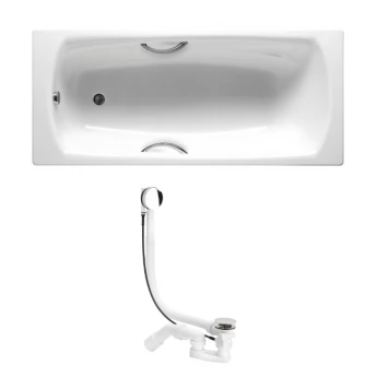 ROCA SWING ванна 180см, з ручками + Сифон Simplex для ванни, автомат 560мм A2200N0001+285357