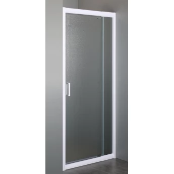 Душевая дверь EGER в нишу распашная 70~80*185 см, профиль белый регулируемый, стекло "Zuzmara" 5мм 599-111