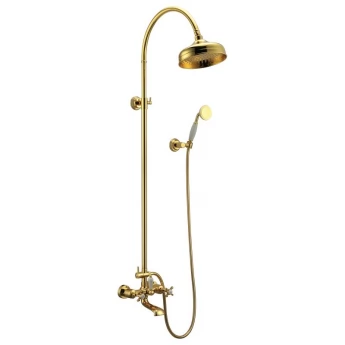 CUTHNA zlato система душова (двухвентильний змішувач для ванни, верхній та ручний душ), золото