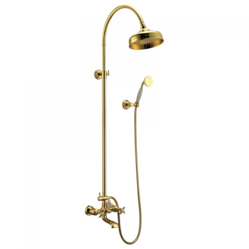 CUTHNA zlato система душова (двухвентильний змішувач для ванни, верхній та ручний душ), золото