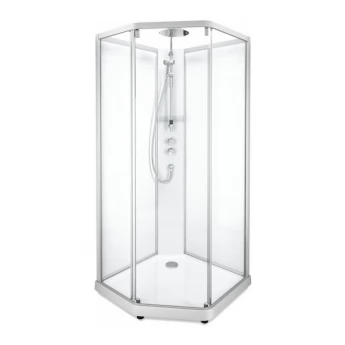 SHOWERAMA 10-5 Comfort душова кабіна п'ятикутна 90х90 см, профіль срібний, прозоре скло/матове скло
