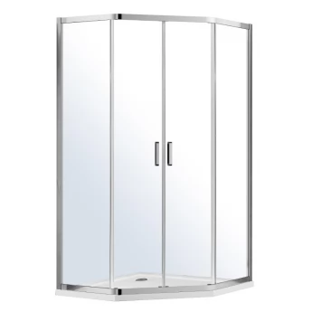 IRIS душова кабіна 100*100*211см п'ятикутна, з розсувними дверима, в комплекті з піддоном та сифоном