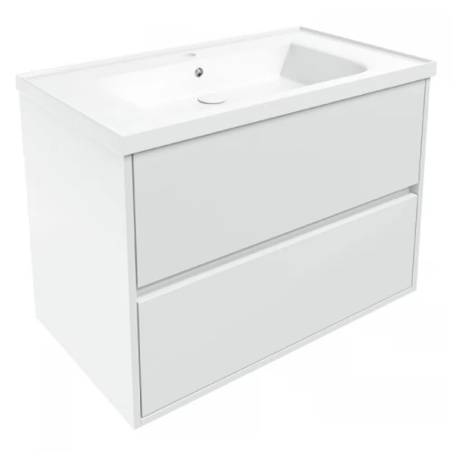 TEO комплект мебели 80см белый: тумба подвесная, 2 ящика + умывальник накладной арт 15-88-080