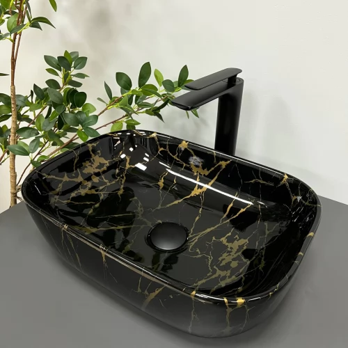 Умывальник (раковина) VBI RAVENNA MARBLE BLACK накладной