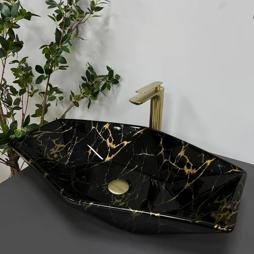 Умивальник (раковина) VBI VENEZIA MARBLE BLACK накладний