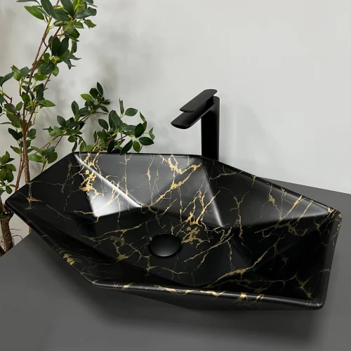 Умивальник (раковина) VBI VENEZIA MARBLE BLACK MATT накладний