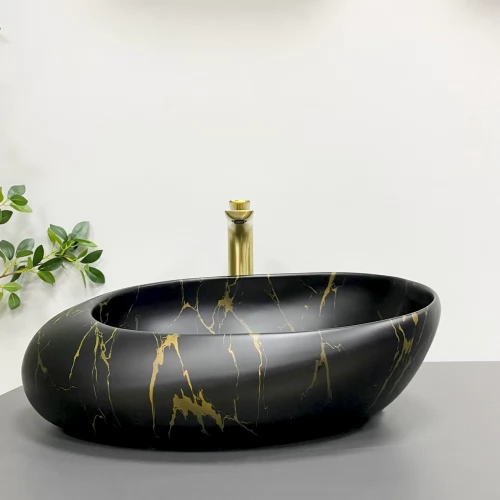 Умивальник (раковина) VBI VALIANO MARBLE BLACK MATT накладний