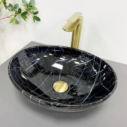 Умивальник (раковина) VBI PARMA BLACK STONE GLOSSY накладний