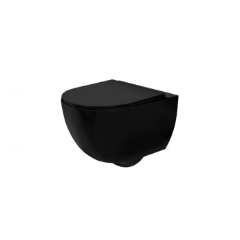 Унітаз Carlo Mini Rimless 48x37 black mat + сидіння дюропласт soft-close (REA-C8489)