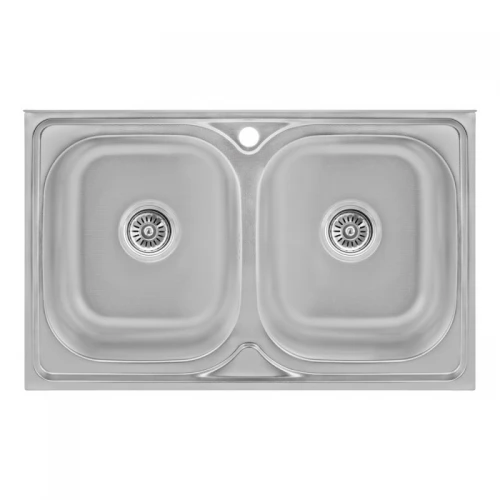 Кухонна мийка з двома чашами Lidz 5080 0,8 мм Decor (LIDZ5080DEC08)