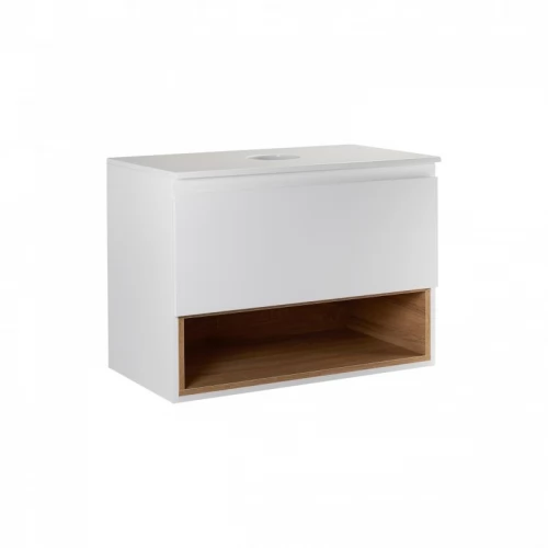 Тумба підвісна Qtap Robin 600х476х470 White/Whitish oak зі стільницею QT1379TPН6001WWO