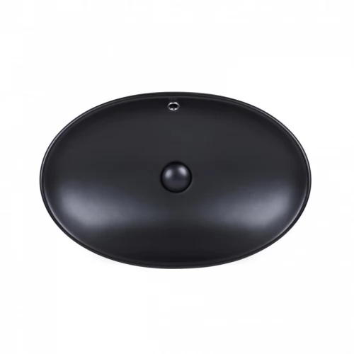 Раковина-чаша Qtap Dove 625х415х150 Matt black з донним клапаном QT063077MBMB