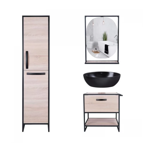 Комплект меблів для ванної кімнати Qtap тумба + раковина + дзеркало + пенал QT044TA42961