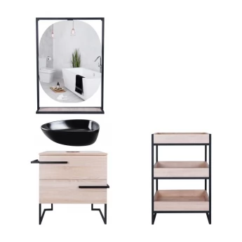 Комплект меблів для ванної кімнати Qtap тумба + раковина + дзеркало + стелаж QT044TA42965