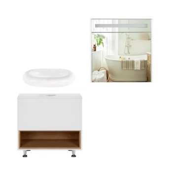 Комплект меблів для ванної кімнати Qtap Robin тумба + раковина + дзеркальна шафа QT044RO42976