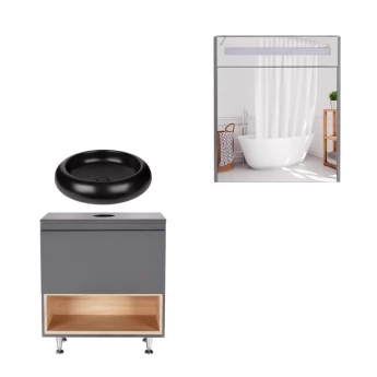 Комплект меблів для ванної кімнати Qtap Robin тумба + раковина + дзеркальна шафа QT044RO42981