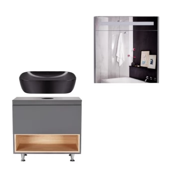 Комплект меблів для ванної кімнати Qtap Robin тумба + раковина + дзеркальна шафа QT044RO42982