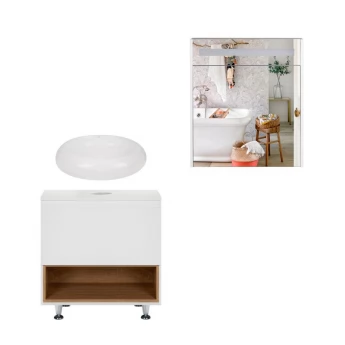Комплект меблів для ванної кімнати Qtap Robin тумба + раковина + дзеркальна шафа QT044RO42975