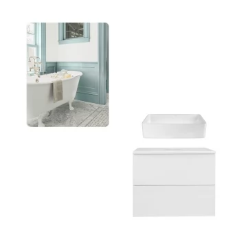 Комплект меблів для ванної кімнати Qtap тумба + раковина + дзеркало QT044VI43005