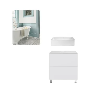 Комплект меблів для ванної кімнати Qtap тумба + раковина + дзеркало QT044VI43011
