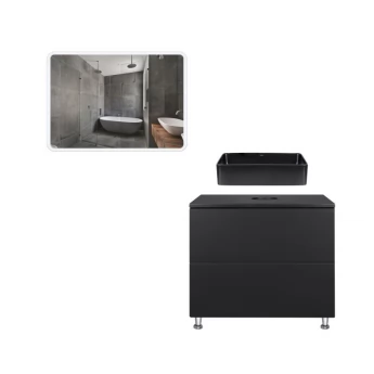 Комплект меблів для ванної кімнати Qtap Tern тумба + раковина + дзеркало QT044VI43016