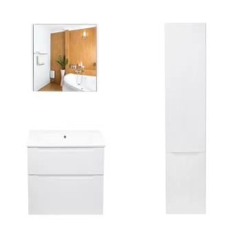 Комплект меблів для ванної кімнати Qtap Scorpio тумба з раковиною + дзеркальна шафа + пенал QT044SK42990